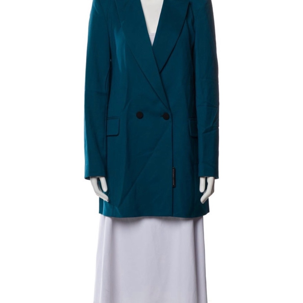 Marcell Von Berlin Wool Double-Breasted Teal Blazer Jacket